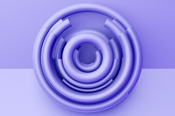3D rendering abstract very purple round fractal, portal. Colorful round spiral.