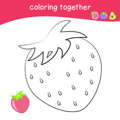 Fruit coloring worksheet page. Coloring cute fruit worksheet page. Educational printable colouring worksheet. Vector illustration.