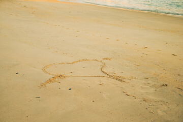 heart on the sand of the beach