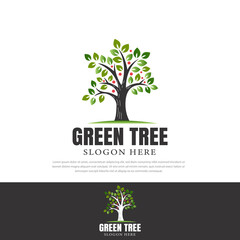 Obraz premium The tree icon concept logo of the tree of life is stylish with leaves, perfect for your business use