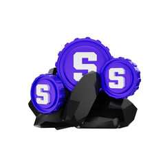 3d rendering of crypto sandbox on rock