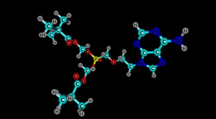 Adefovir molecular structure isolated on black
