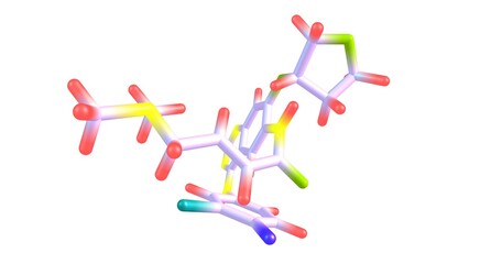 Fototapeta na wymiar Afatinib molecular structure isolated on white