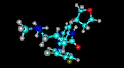 Afatinib molecular structure isolated on black