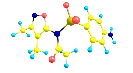 Sulfisoxazole acetyl molecular structure isolated on white