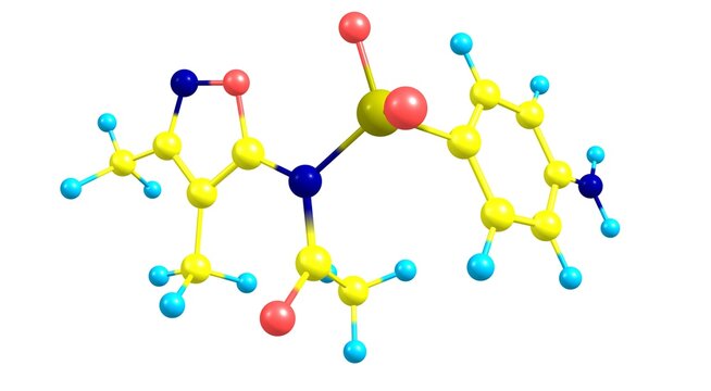 Sulfisoxazole acetyl molecular structure isolated on white