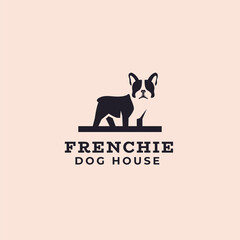 French bulldog negative space dog logo mascot icon illustration. French bulldog logo. 