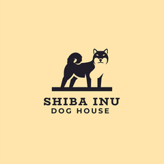 Shiba Inu negative space dog logo mascot icon illustration