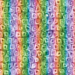Tiny Rainbow Stripes Squiggly Swirly Spiral Squares Seamless Texture Pattern
