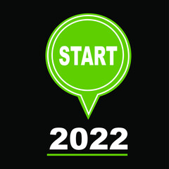 Start 2022. Happy New Year button