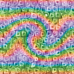 Tiny Rainbow Swirl Squiggly Swirly Spiral Squares Seamless Texture Pattern