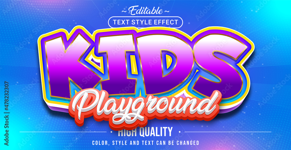 Aufkleber editable text style effect - kids playground text style theme.