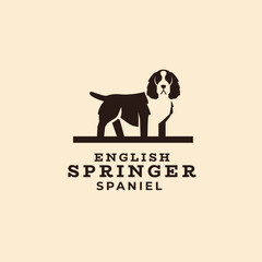 English springer spaniel negative space dog logo mascot icon illustration