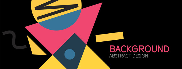 Abstract background. Blocks, lines, triangles, circles composition. Techno or business concept for wallpaper, banner, background, landing page