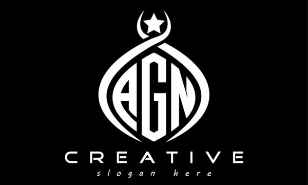 AGN three letters monogram curved oval initial logo design, geometric minimalist modern business shape creative logo, vector template