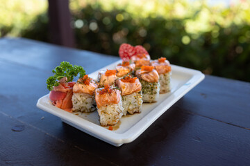 Popular Japanese food Salmon california Roll