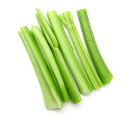 Chopped celery isolated on white 