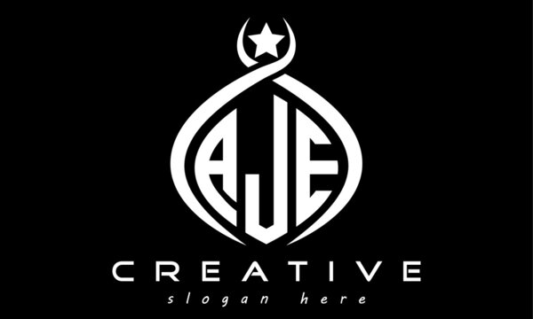 AJE three letters monogram curved oval initial logo design, geometric minimalist modern business shape creative logo, vector template