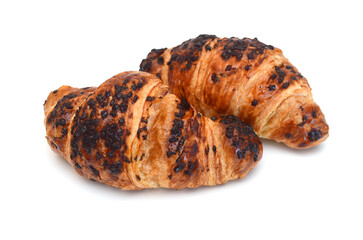 Fresh and tasty croissant over white background 