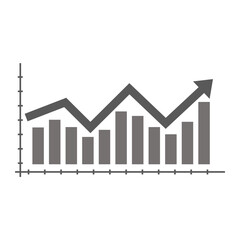vector illustration of growing bar graph icon on white background