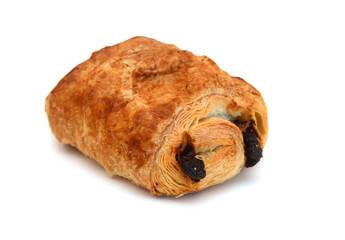 Chocolate danish pastry cakes isolated on white background