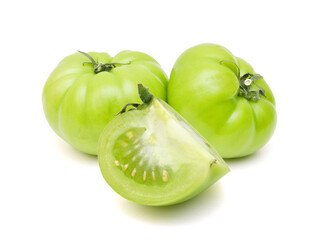 Green tomato on white background 