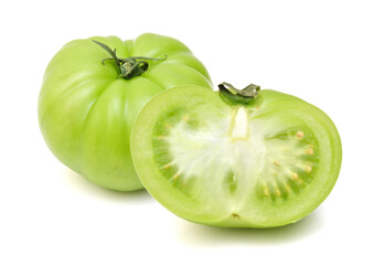 Green tomato on white background 