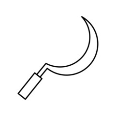 Sickle icon. Agriculture tool. Harvest equipment. Isolated sign. Simple design. Vector illustration. Stock image. 