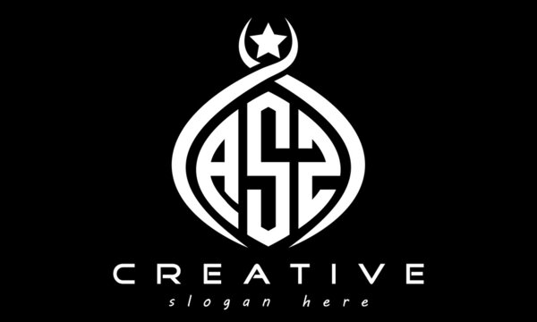 ASZ three letters monogram curved oval initial logo design, geometric minimalist modern business shape creative logo, vector template