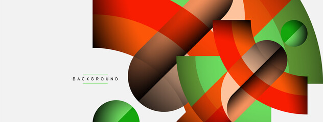 Geometric abstract background. Round shapes, circles, lines composition for wallpaper banner background or landing page