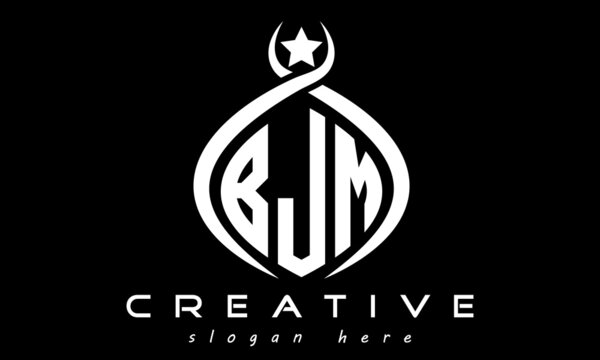 monogram curved oval initial BJM three letters logo design, geometric monogram minimalist modern business shape creative logo, vector template