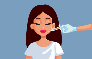 Young Woman Getting Lip Fillers Vector Illustration