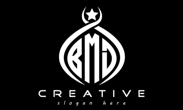 monogram curved oval initial BMD three letters logo design, geometric monogram minimalist modern business shape creative logo, vector template