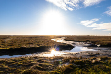 Amazing landscape at the Wadden Sea in St Peter Ording Germany - travel photography