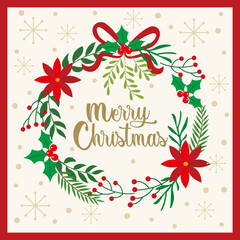 Fototapeta na wymiar christmas greeting card with wreath, garland