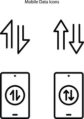 mobile data icons isolated on white background. mobile data icon trendy and modern mobile data symbol for logo, web, app, UI. mobile data icon simple sign. 