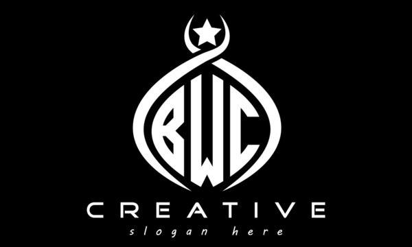 monogram curved oval initial bwc three letters  logo design, geometric monogram minimalist modern business shape creative logo, vector template