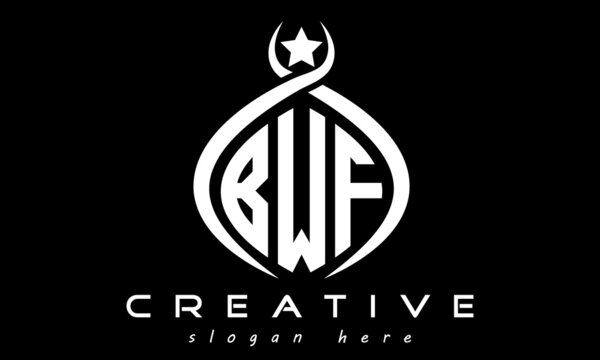 monogram curved oval initial bwf three letters  logo design, geometric monogram minimalist modern business shape creative logo, vector template