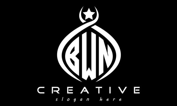 monogram curved oval initial bwn three letters  logo design, geometric monogram minimalist modern business shape creative logo, vector template