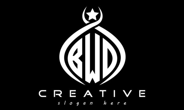 monogram curved oval initial bwo three letters  logo design, geometric monogram minimalist modern business shape creative logo, vector template