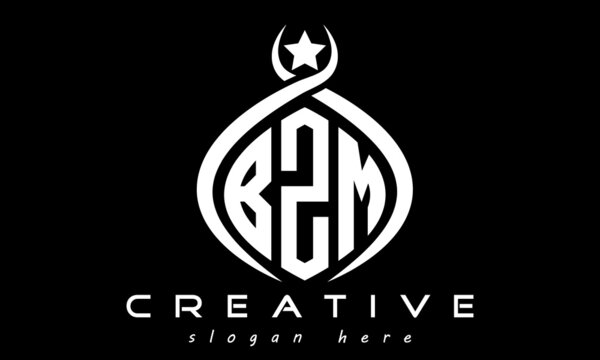monogram curved oval initial bzm three letters  logo design, geometric monogram minimalist modern business shape creative logo, vector template