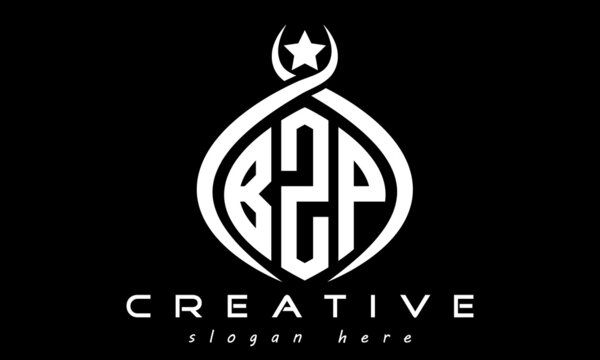monogram curved oval initial bzp three letters  logo design, geometric monogram minimalist modern business shape creative logo, vector template