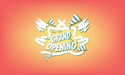 Grand opening vector background. Scissors and WHITE ribbon nonstandard design element for banner or backdrop for opening ceremony