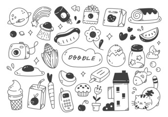 Set of cute hand drawn doodle vector illustration