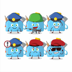 A dedicated Police officer of blue pencil case mascot design style