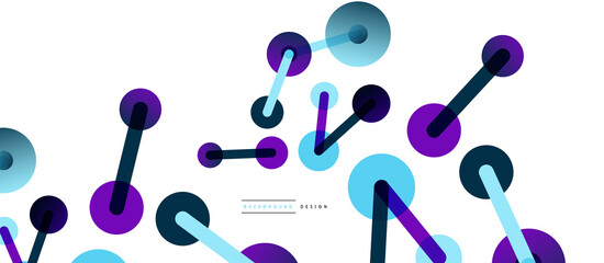 Line points connections geometric abstract background. Circles connected by lines. Trendy techno business template for wallpaper, banner, background or landing