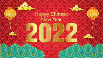 Banner Happy chinese new year 2022, Happy chinese new year, Chinese translation: Happy chinese new year 2022, year of tiger