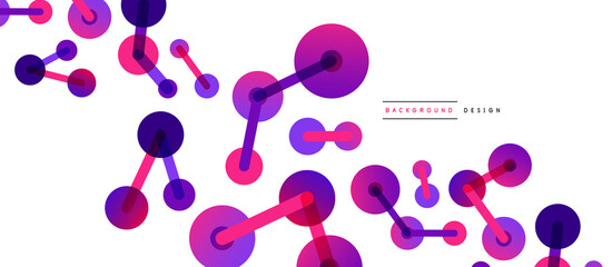Line points connections geometric abstract background. Circles connected by lines. Trendy techno business template for wallpaper, banner, background or landing