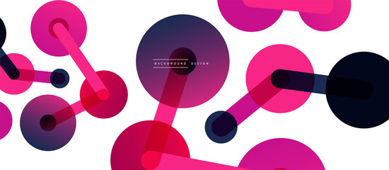 Abstract background. Round dots connected by lines. Trendy techno business template for wallpaper, banner, background or landing