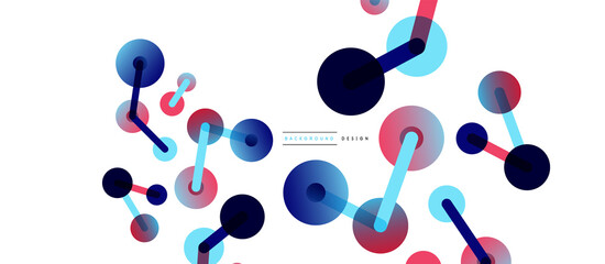 Line points connections geometric abstract background. Circles connected by lines. Trendy techno business template for wallpaper, banner, background or landing